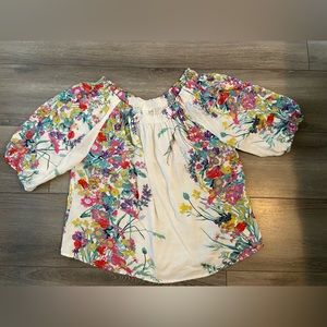White floral blouse, size XL